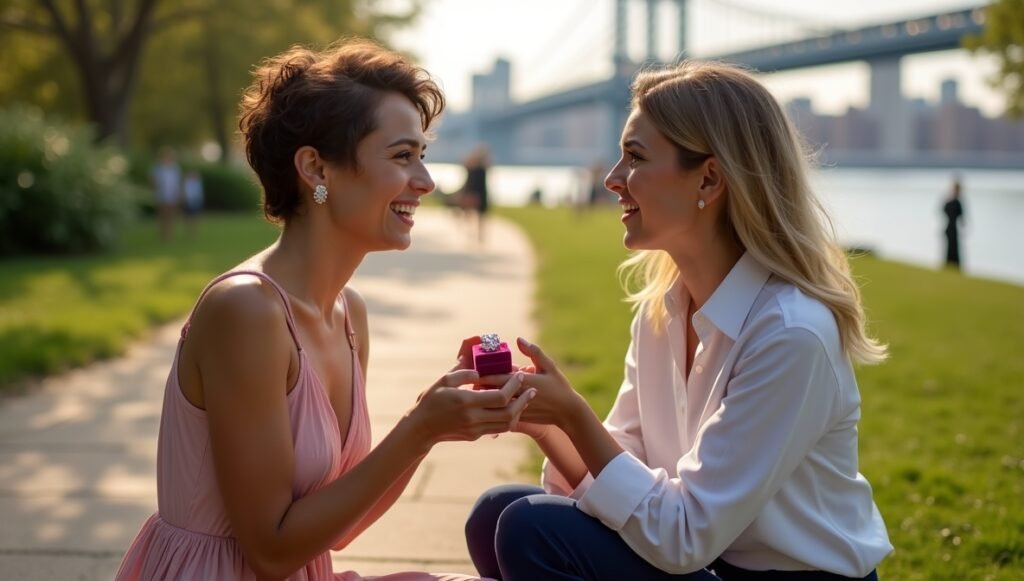 Best NYC Engagement Ideas Domino Park Romantic Proposal
